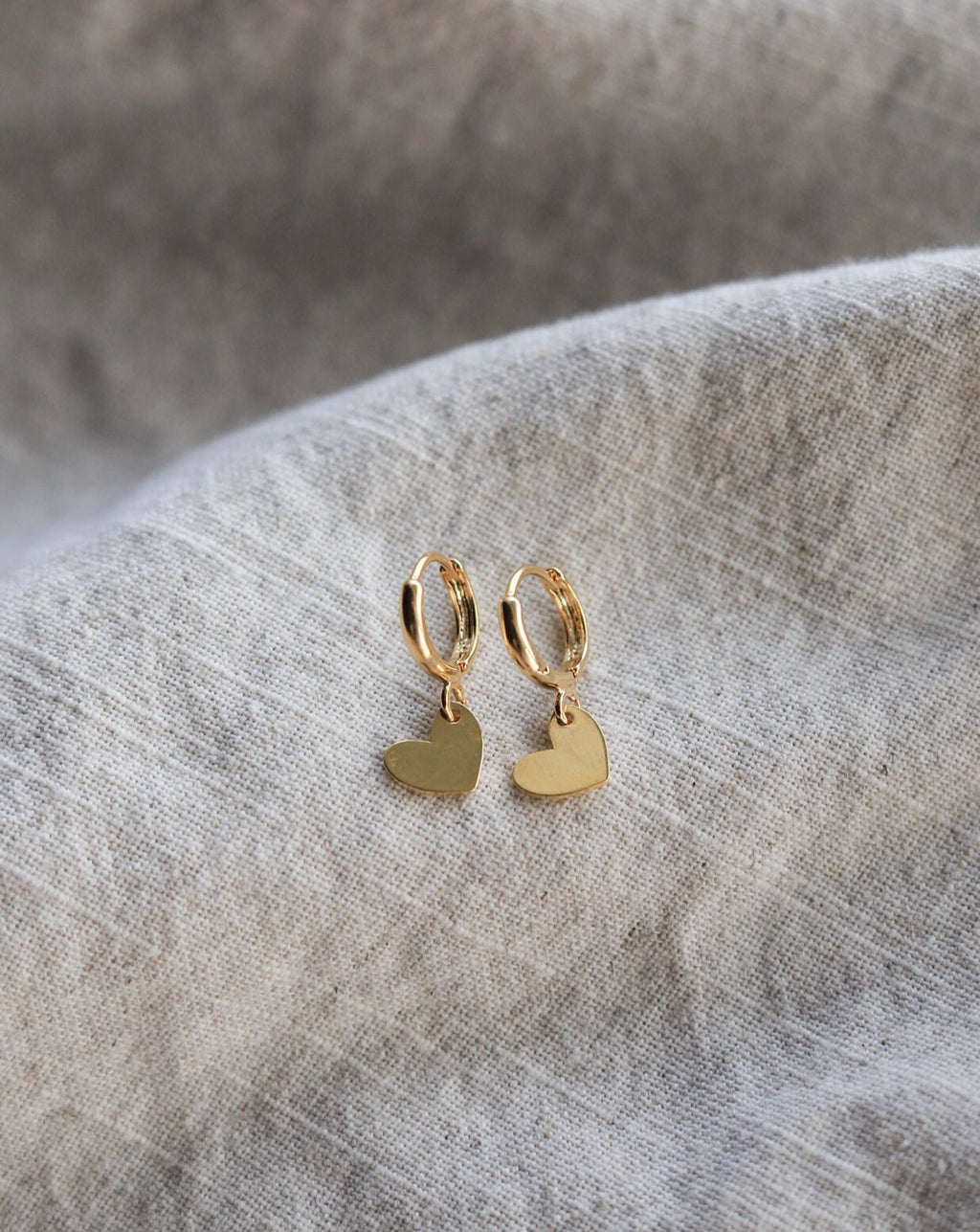 Gold Heart Huggie Earrings