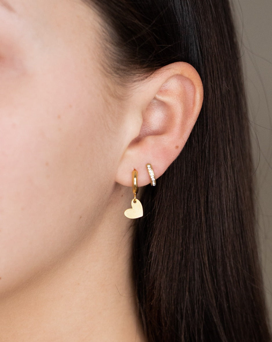 Gold Heart Huggie Earrings